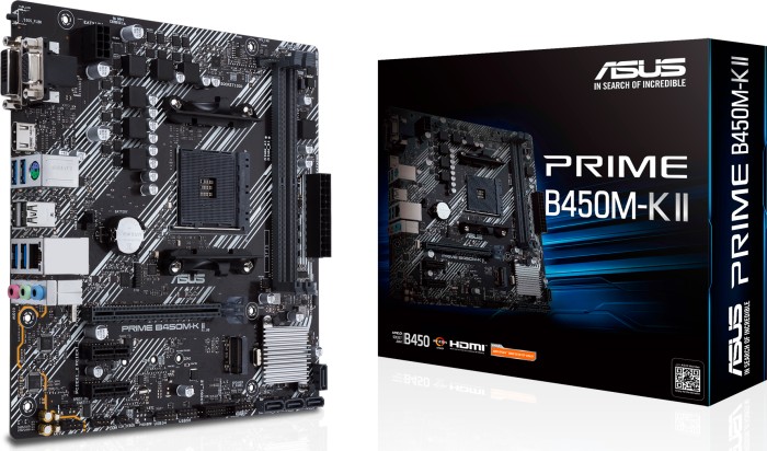 Купить ASUS PRIME B450M-K II - Motherboard - micro ATX - Socket AM4 - AMD B450 - USB 3.2 Gen 1 - Gigabit LAN - Onboard-Grafik (CPU erforderlich) - HD Audio (8-Kanal) (90MB1600-M0EAY0) в магазине wardena.ru