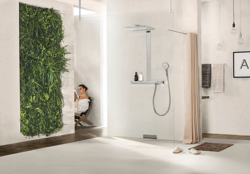 Купить Hansgrohe Rainmaker Select 460 Душевая система 3jet Showerpipe EcoSmart 9 л/мин хром-белый матовый 27029400 в магазине wardena.ru