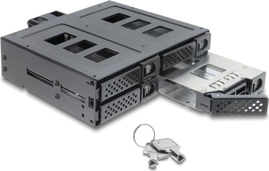 Купить Delock 5.25? Wechselrahmen für 4 x 2.5? SATA oder SAS HDD / SSD mit Schloss (47141) в магазине wardena.ru