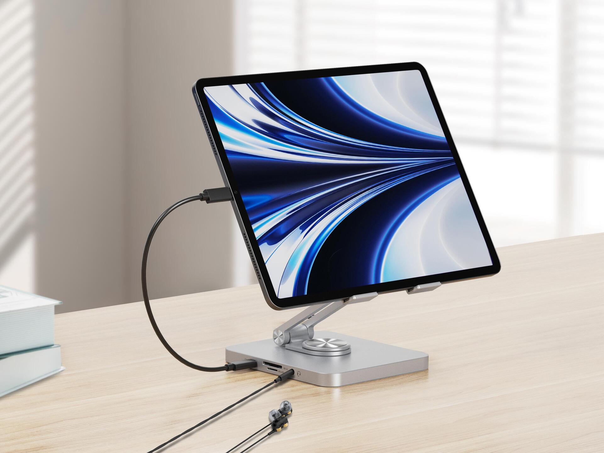 Купить Conceptronic DONN26G Tablet-Ständer mit 8-in-1-Dockingstation - 360° drehbare Basis - faltbar - höhenverstellbar (DONN26G) в магазине wardena.ru