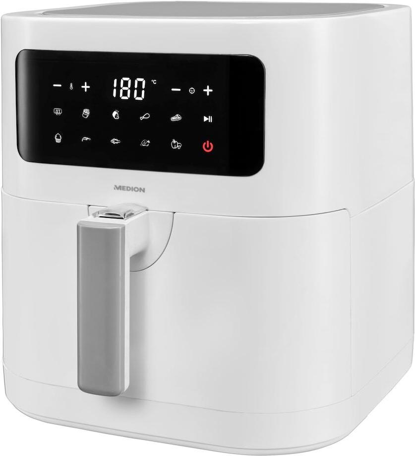 Купить MEDION E40 XL Heißluftfritteuse (5,2 Liter, Airfryer, 2.150 Watt, 9 Automatikprogramme, Backfunktion, ölfreies Frittieren, Touch Bedienfeld, LED Anzeige) weiß (50075808) в магазине wardena.ru