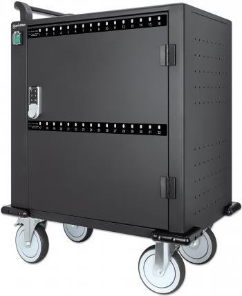 Купить MANHATTAN 32-Port Ladeschrank auf Rollen 576 W 32 USB-C PD-Ports, geräumige Fächer für Handys und Tablets, 576 W gesamt, bis zu 3 A/18 W pro Port, Tür mit PIN-Code abschließbar, Überspannungsschutz, leiser Lüfter, Metall (716000) в магазине wardena.ru