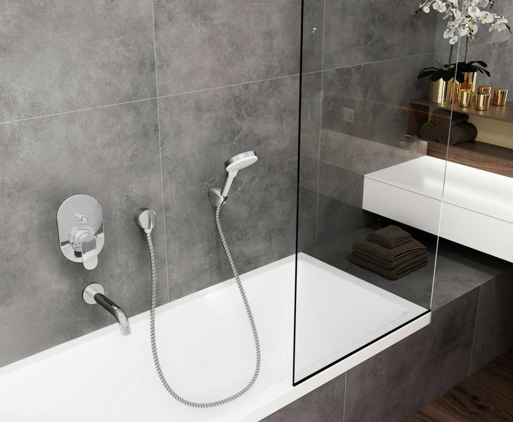 Купить Hansgrohe Vernis Shape Смеситель для ванны однорычажный скрытого монтажа черный матовый 71458670 в магазине wardena.ru