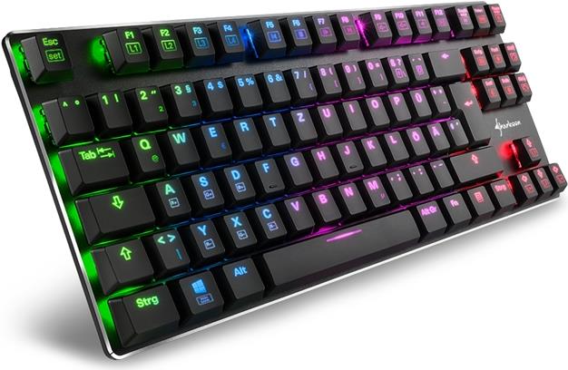 Купить Sharkoon PureWriter TKL RGB - Tastatur - Hintergrundbeleuchtung - USB - Deutsch - Tastenschalter: Kailh Blue (4044951021512) в магазине wardena.ru