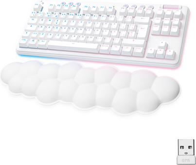 Купить Logitech G G715 - Tastatur - Ohne Zehnertastatur - Hintergrundbeleuchtung - Bluetooth, LIGHTSPEED - QWERTY - Spanisch - Tastenschalter: Tactile - weiß (920-010454) в магазине wardena.ru