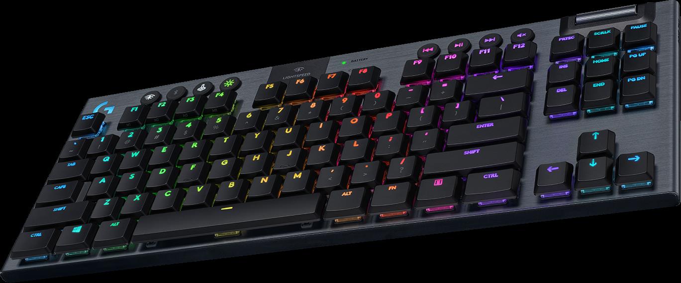 Купить Logitech G915 TKL Tenkeyless LIGHTSPEED Wireless RGB Mechanical Gaming Keyboard - Tastatur - Hintergrundbeleuchtung - USB, Bluetooth, LIGHTSPEED - AZERTY - Französisch - Tastenschalter: GL Linear - Kohle (920-009514) в магазине wardena.ru