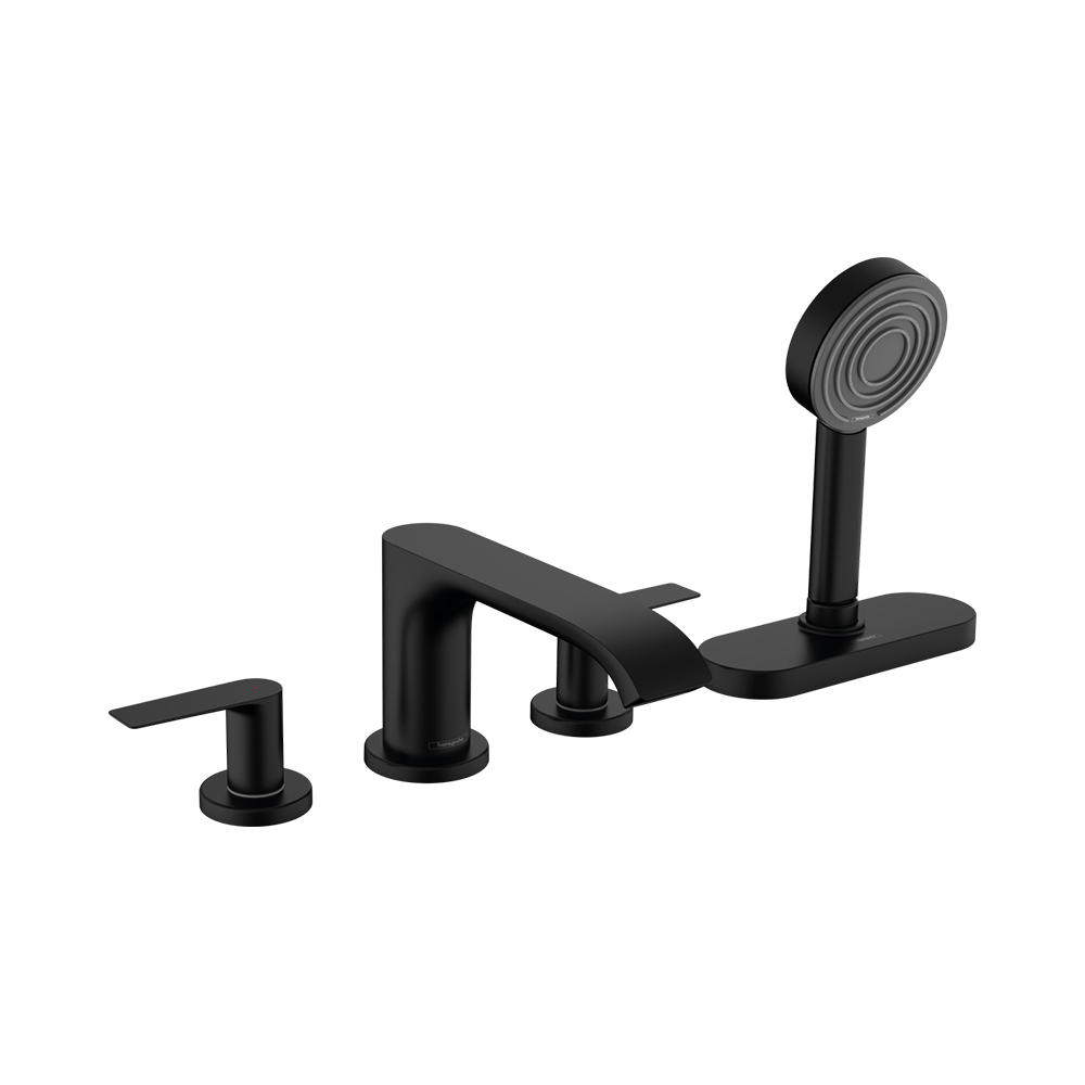 Купить Hansgrohe Vivenis Смеситель на край ванны на 4 отверстия с sBox черный матовый 75444670 в магазине wardena.ru