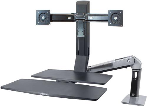 Купить Ergotron WorkFit-A Dual with Worksurface+ - Aufstellung (Tablett, Spannbefestigung für Tisch, Pivot) für 2 LCD-Displays/Tastatur/Maus - Schwarz, Polished Aluminum - Bildschirmgröße: bis zu 55,9 cm (bis zu 55,90cm (22") ) (24-316-026) в магазине wardena.ru