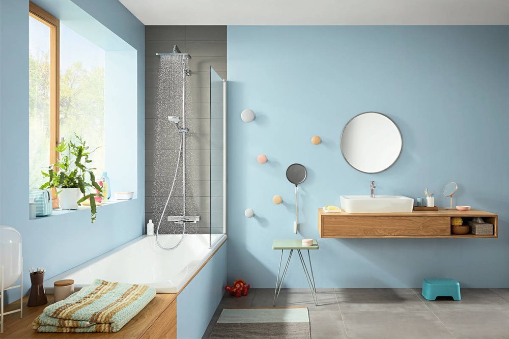 Купить Hansgrohe Croma E Showerpipe 280 1jet Душевой набор с термостатом для ванны хром 27687000 в магазине wardena.ru
