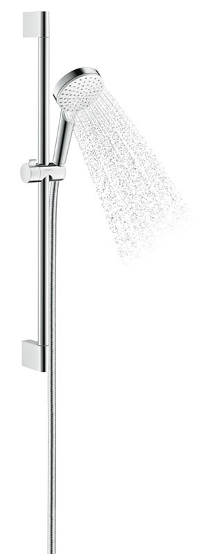 Купить Hansgrohe Crometta Душевой набор 1jet EcoSmart 9 л/мин со штангой 65 см хром-белый матовый 26535400 в магазине wardena.ru