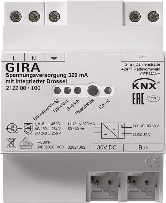 Купить Gira KNX-Spannungsversorgung 320mA Drossel REG 212200 (212200) в магазине wardena.ru