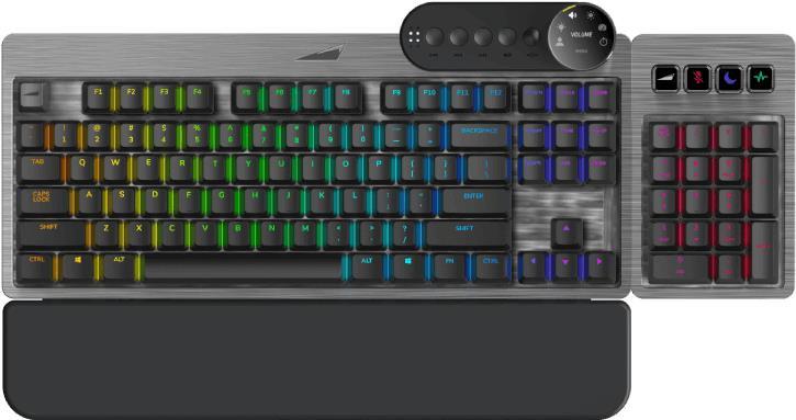 Купить Mountain Everest Max - Tastatur - mit media dock - Hintergrundbeleuchtung - USB-C - QWERTY - USA - Tastenschalter: CHERRY MX Brown - gunmetal-grau (MG-EVK1G-CO1-US) в магазине wardena.ru
