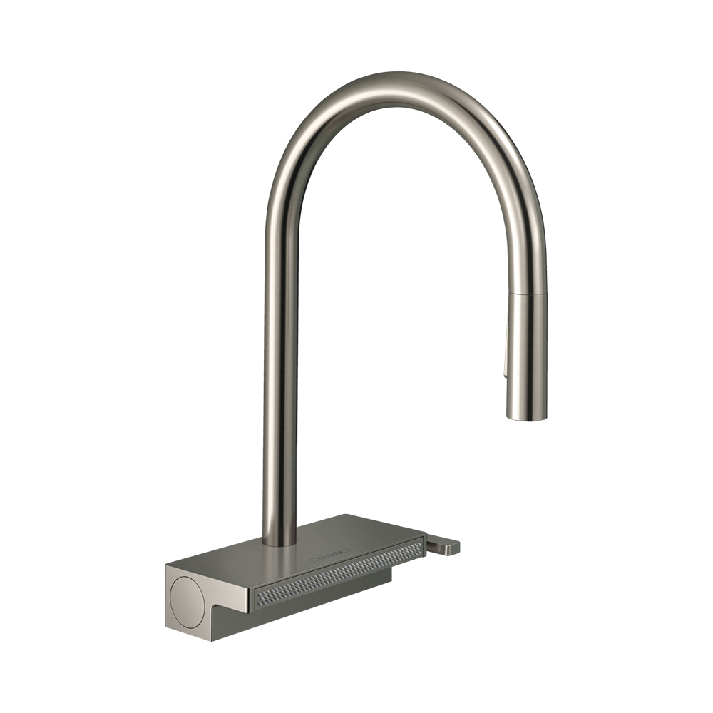 Купить Hansgrohe Aquno Select M81 Кухонный смеситель однорычажный 170 с вытяжным душем 3jet сталь 73837800 в магазине wardena.ru