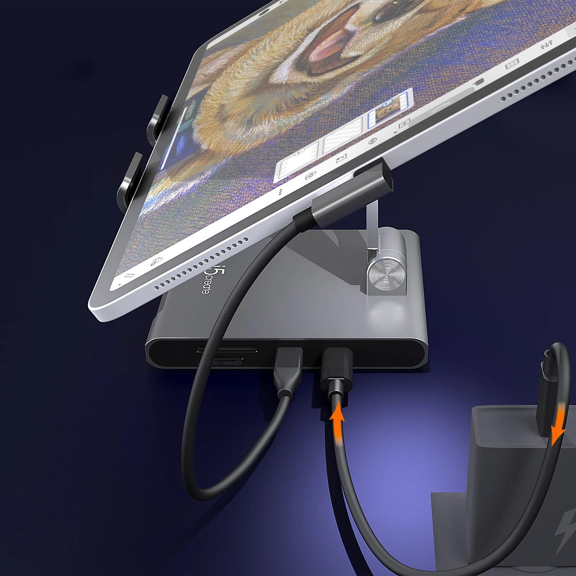 Купить j5create JTS224-N Ständer mit mehreren Winkel mit Dockingstation für iPad Pro® - Tablet stand - Grau - 32,8 cm (12.9" ) - 1,5 kg - Compatible with iPad Pro® & iPad Air® & iPad mini® with USB-C® port Supports Extended Mod в магазине wardena.ru