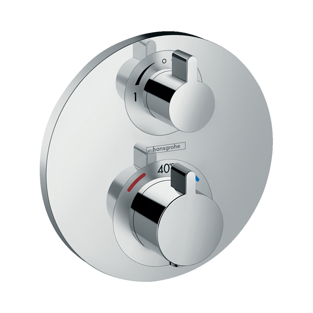 Купить Hansgrohe Ecostat S Термостат с запорным/переключающим вентилем Ecostat S скрытый монтаж хром-черный матовый 15758340 в магазине wardena.ru