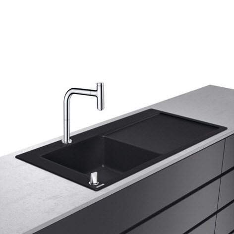 Купить Hansgrohe C51-F450-12 Кухонная комбинация с крылом 450 хром-черный матовый 43228000 в магазине wardena.ru