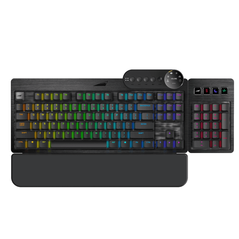 Купить Mountain Everest Max - Tastatur - mit media dock - Hintergrundbeleuchtung - USB-C - QWERTZ - Deutsch - Tastenschalter: CHERRY MX Blue - schwarz (MG-EVK1B-CB1-DE) в магазине wardena.ru