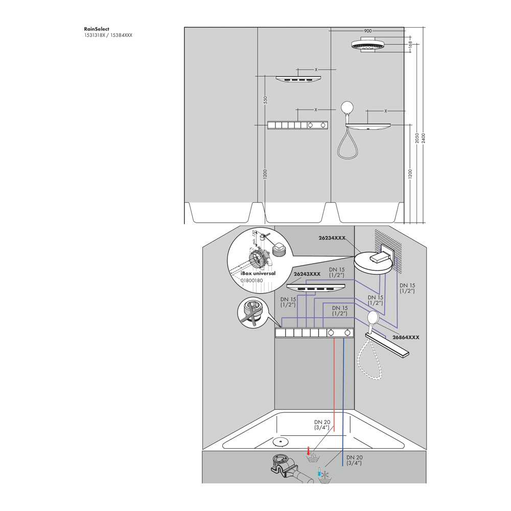 Купить Hansgrohe RainSelect Термостат для 5 потребителей скрытого монтажа полированное золото 15384990 в магазине wardena.ru