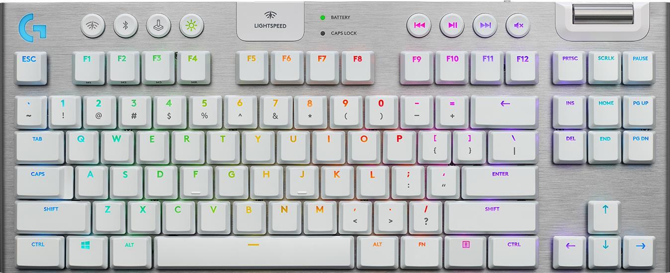 Купить Logitech Gaming G915 TKL - Tastatur - Hintergrundbeleuchtung - USB, Bluetooth, LIGHTSPEED - AZERTY - Französisch - Tastenschalter: GL Tactile - weiß (920-009662) в магазине wardena.ru