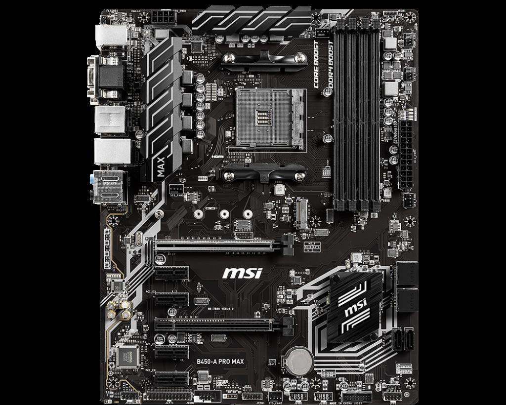 Купить MSI B450-A Pro Max - AMD - Socket AM4 - AMD Ryzen - DDR4-SDRAM - DIMM - 1866,2133,2400,2667,2800,2933,3000,3066,3200,3466,3733,3866,4133 MHz (B450-A PRO MAX) (7B86-022R) в магазине wardena.ru