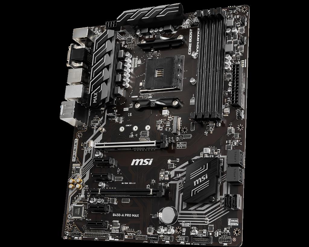 Купить MSI B450-A Pro Max - AMD - Socket AM4 - AMD Ryzen - DDR4-SDRAM - DIMM - 1866,2133,2400,2667,2800,2933,3000,3066,3200,3466,3733,3866,4133 MHz (B450-A PRO MAX) (7B86-022R) в магазине wardena.ru
