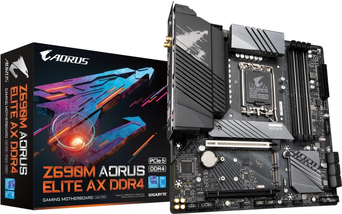 Купить Gigabyte Z690M AORUS ELITE AX DDR4 - Intel - LGA 1700 - Intel® Core™ i3 - Intel Core i5 - Intel Core i7 - Intel Core i9 - DDR4-SDRAM - 128 GB - DIMM (Z690M AORUS ELITE AX DDR4) (Z690M AORUS ELITE AX DDR4 (REV) в магазине wardena.ru
