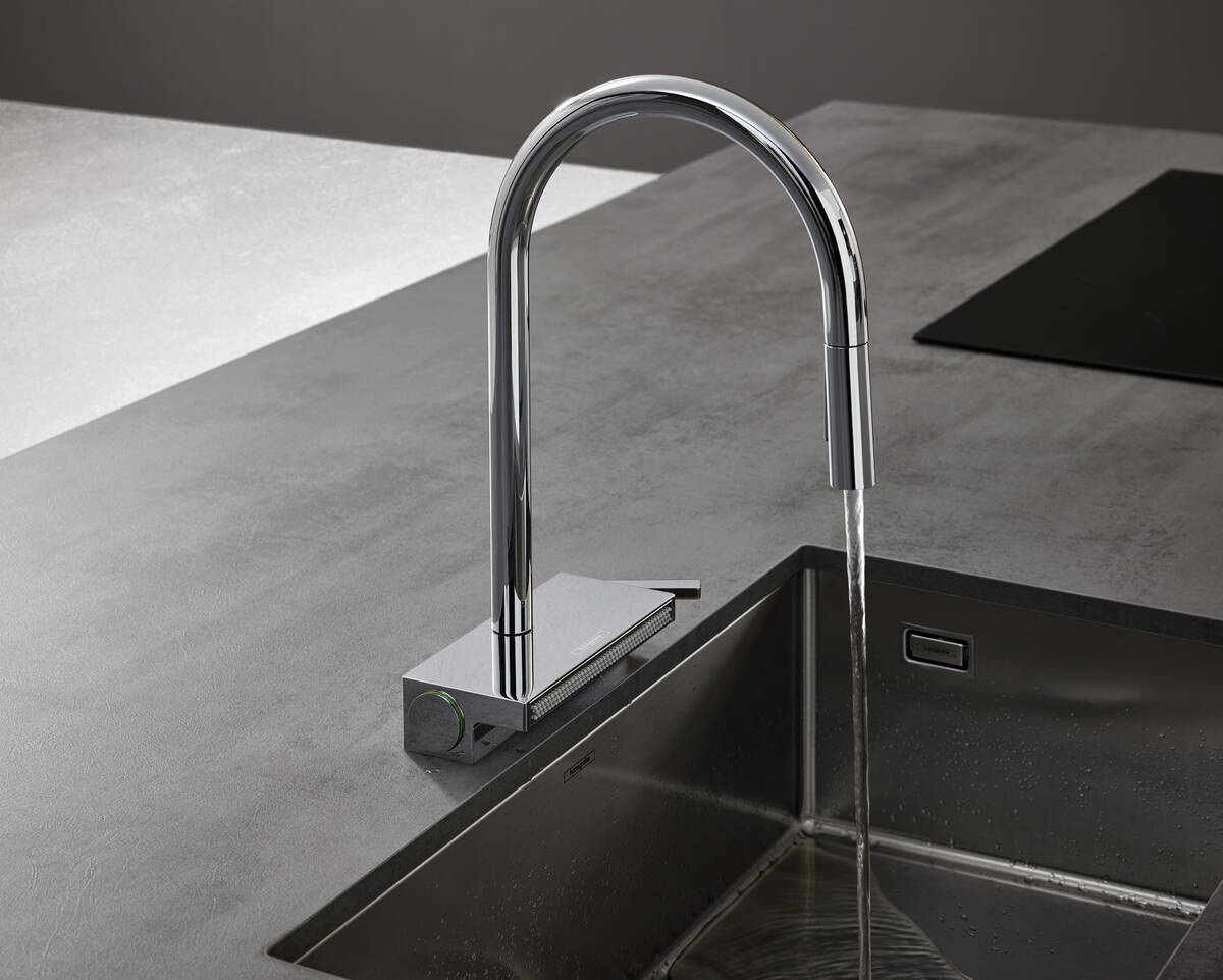 Купить Hansgrohe Aquno Select M81 Кухонный смеситель однорычажный 170 с вытяжным душем 3jet сталь 73837800 в магазине wardena.ru