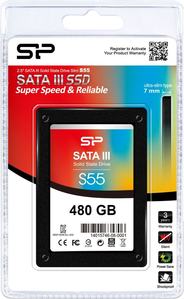 Купить SILICON POWER Slim S55 - SSD - 480 GB - intern - 2.5" (6.4 cm) - SATA 6Gb/s (SP480GBSS3S55S25) в магазине wardena.ru