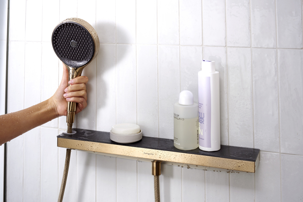 Купить Hansgrohe Rainfinity Боковой душ 500 1j с полкой бронза матовая 26243140 в магазине wardena.ru
