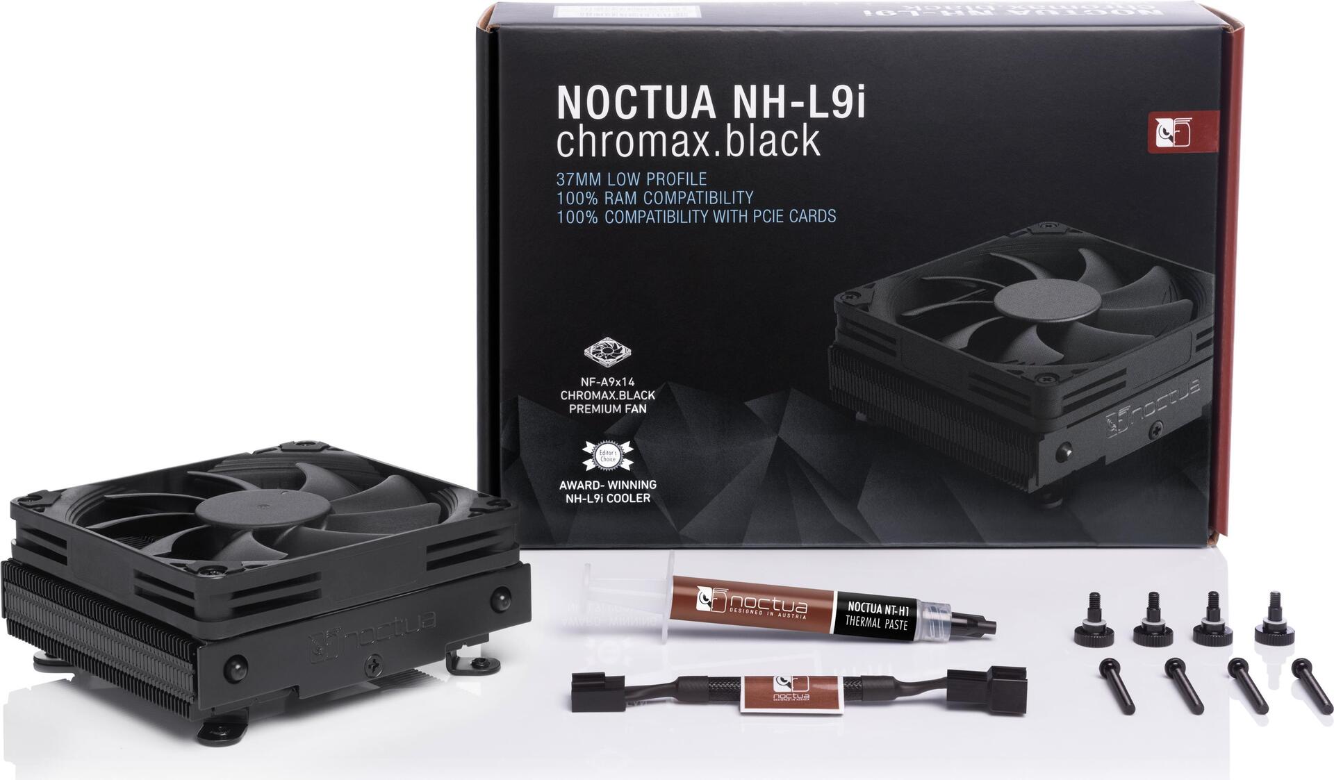 Купить Noctua chromax NH-L9i - Prozessorkühler - (für: LGA1156, LGA1155, LGA1150, LGA1151, AM4) - Kupfer-Bodenplatte und vernickelte Aluminium-Finnen - 92 mm - Schwarz (NH-L9i CH.BK) в магазине wardena.ru