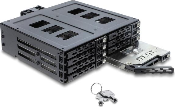 Купить Delock 5.25? Wechselrahmen für 8 x 2.5? SATA oder SAS HDD / SSD mit Schloss (47172) в магазине wardena.ru