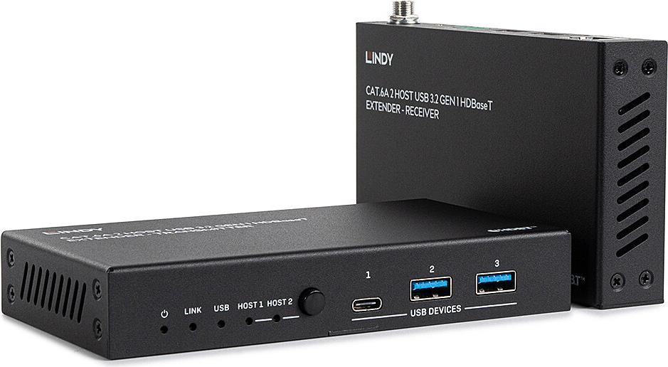 Купить Lindy 100m Cat.6A 2 Host USB 3.2 Gen 1 HDBaseT Extender (43421) в магазине wardena.ru
