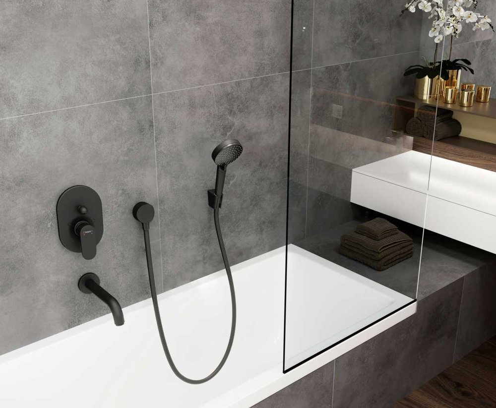 Купить Hansgrohe Vernis Shape Смеситель для ванны однорычажный скрытого монтажа черный матовый 71458670 в магазине wardena.ru