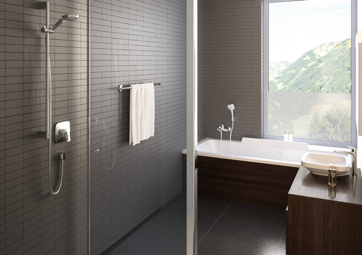 Купить Hansgrohe Croma Select E Душевой набор 1jet с держателем и шлангом 160 см хром-белый матовый 26412400 в магазине wardena.ru