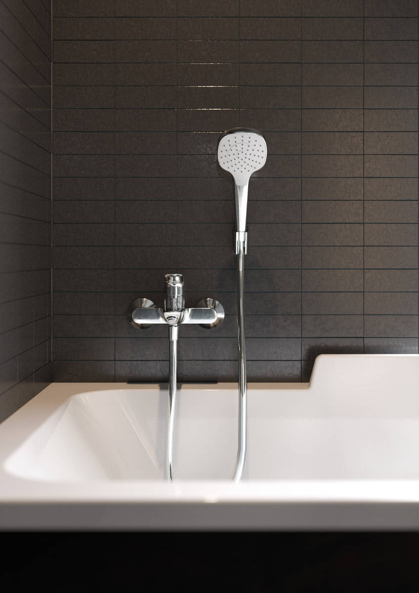 Купить Hansgrohe Croma Select E Душевой набор 1jet с держателем и шлангом 160 см хром-белый матовый 26412400 в магазине wardena.ru