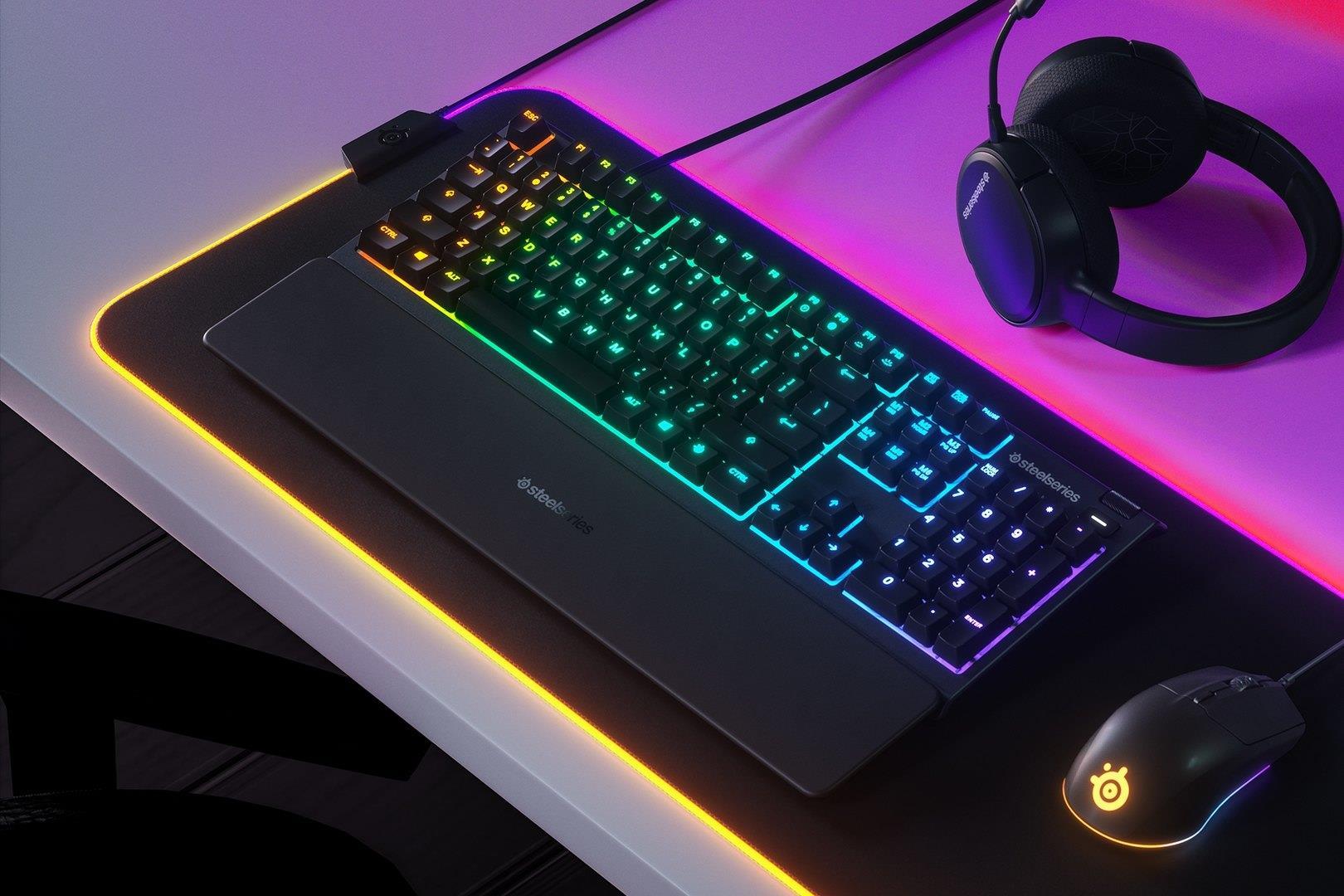 Купить SteelSeries Apex 3 - Tastatur - Hintergrundbeleuchtung - USB - Tastenschalter: Whisper Quiet Gaming Switch (64795) в магазине wardena.ru