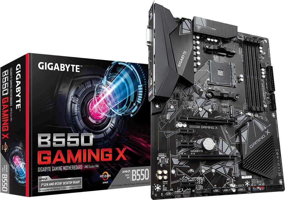 Купить Gigabyte B550 GAMING X - 1,0 - Motherboard - ATX - Socket AM4 - AMD B550 - USB 3,2 Gen 1, USB 3,2 Gen 2 - Gigabit LAN - Onboard-Grafik (CPU erforderlich) - HD Audio (8-Kanal) (GA-B550-GAMING X) в магазине wardena.ru