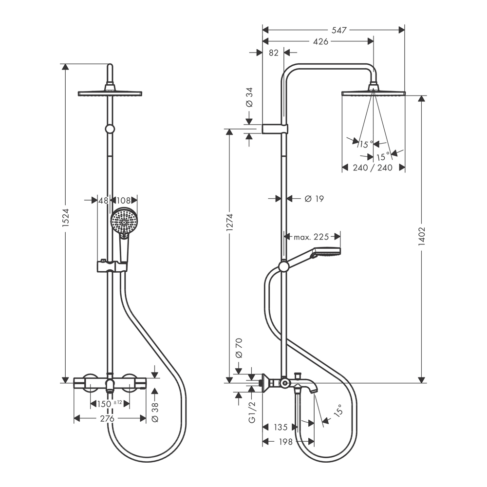Купить Hansgrohe Vernis Shape Душевая система черный матовый 26900670 в магазине wardena.ru