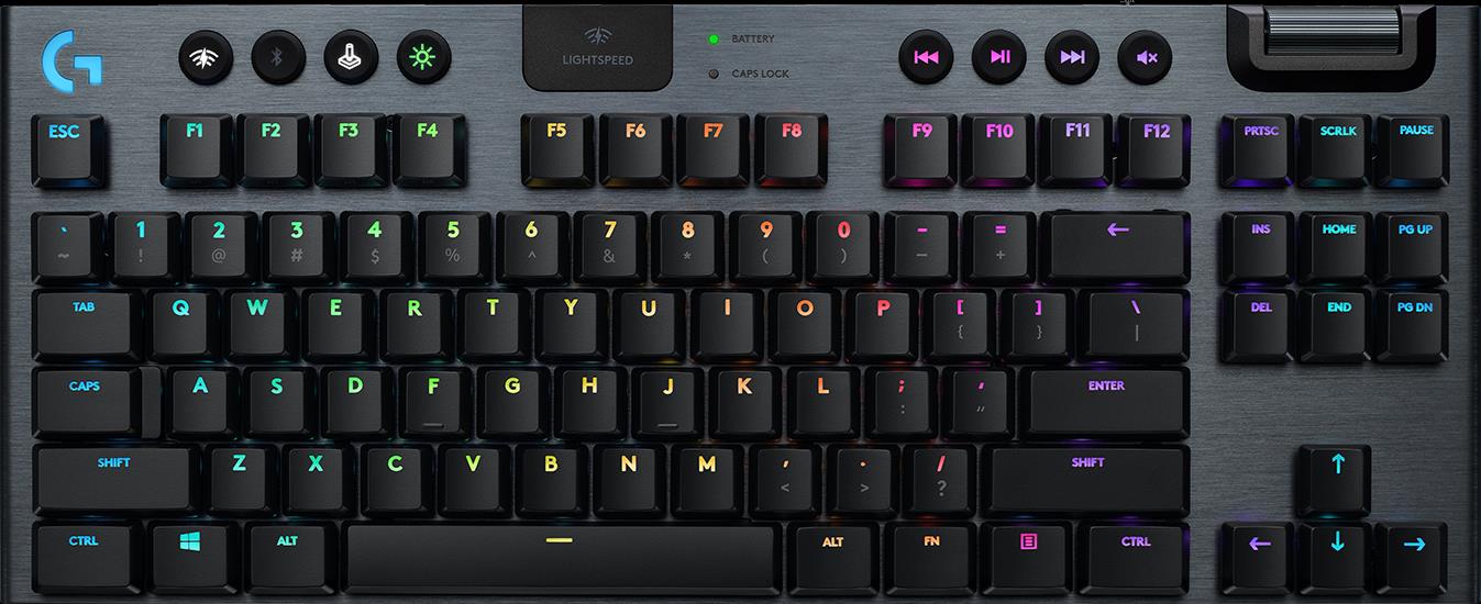 Купить Logitech G915 TKL Tenkeyless LIGHTSPEED Wireless RGB Mechanical Gaming Keyboard - Tastatur - backlit - USB, Bluetooth, LIGHTSPEED - Nordisch - Tastenschalter: GL Clicky - Kohle (920-009534) в магазине wardena.ru