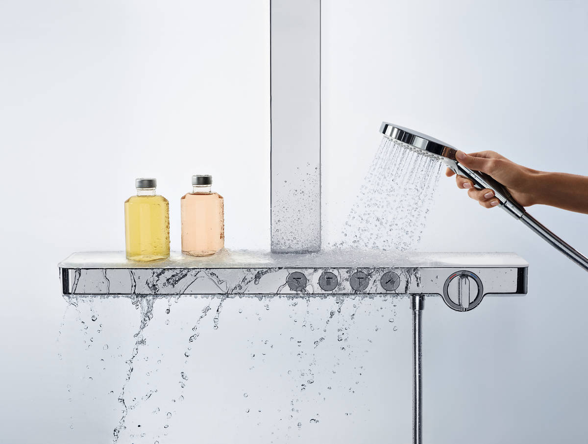 Купить Hansgrohe Rainmaker Select 460 Душевая система 3jet Showerpipe EcoSmart 9 л/мин хром-белый матовый 27029400 в магазине wardena.ru