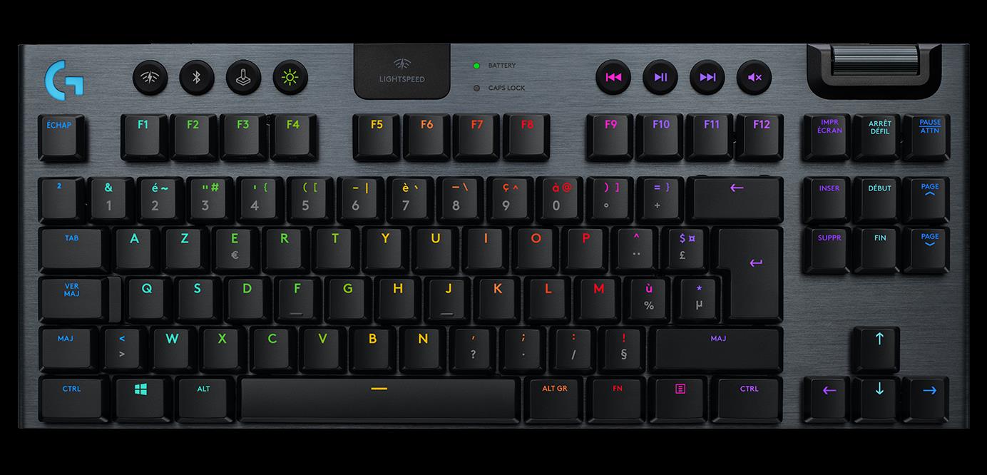 Купить Logitech G915 TKL Tenkeyless LIGHTSPEED Wireless RGB Mechanical Gaming Keyboard - Tastatur - Hintergrundbeleuchtung - USB, Bluetooth, LIGHTSPEED - AZERTY - Französisch - Tastenschalter: GL Linear - Kohle (920-009514) в магазине wardena.ru