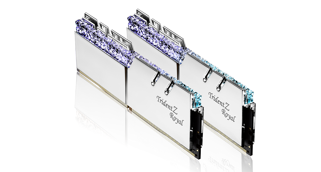 Купить G.Skill Trident Z Royal Series - DDR4 - Kit - 32 GB: 2 x 16 GB - DIMM 288-PIN - 4400 MHz / PC4-35200 - CL19 - 1.5 V - ungepuffert - non-ECC - Silber (F4-4400C19D-32GTRS) в магазине wardena.ru