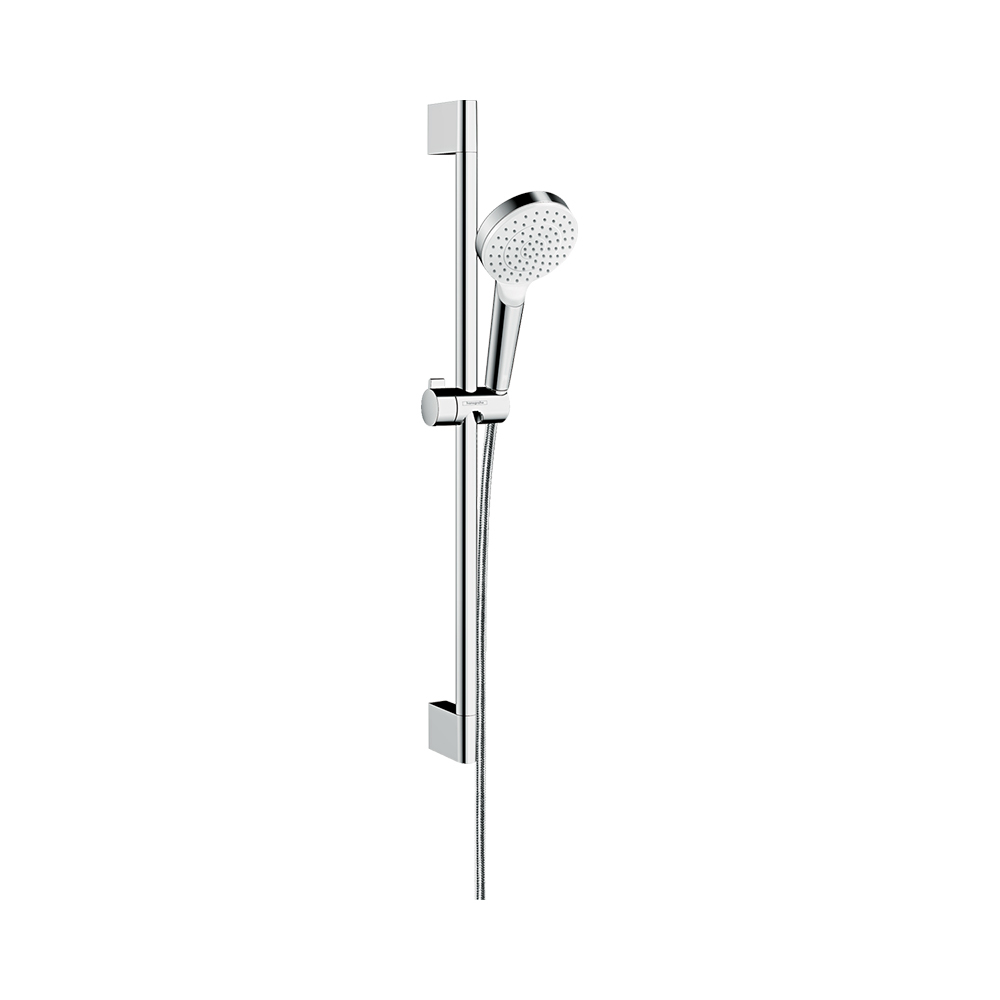 Купить Hansgrohe Crometta Душевой набор 1jet EcoSmart 9 л/мин со штангой 65 см хром-белый матовый 26535400 в магазине wardena.ru
