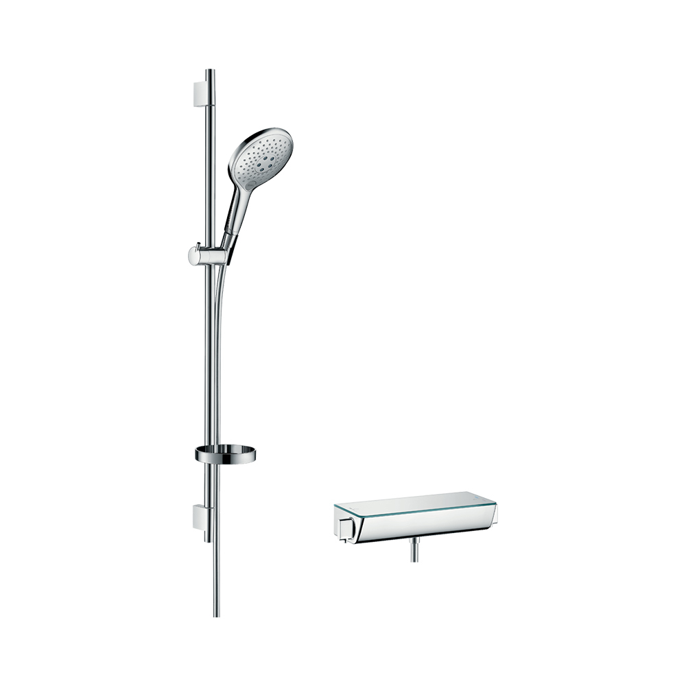 Купить Hansgrohe Raindance Select S Душевая система внешнего монтажа 150 с термостатом Ecostat Select и штангой 90 см хром 27037000 в магазине wardena.ru