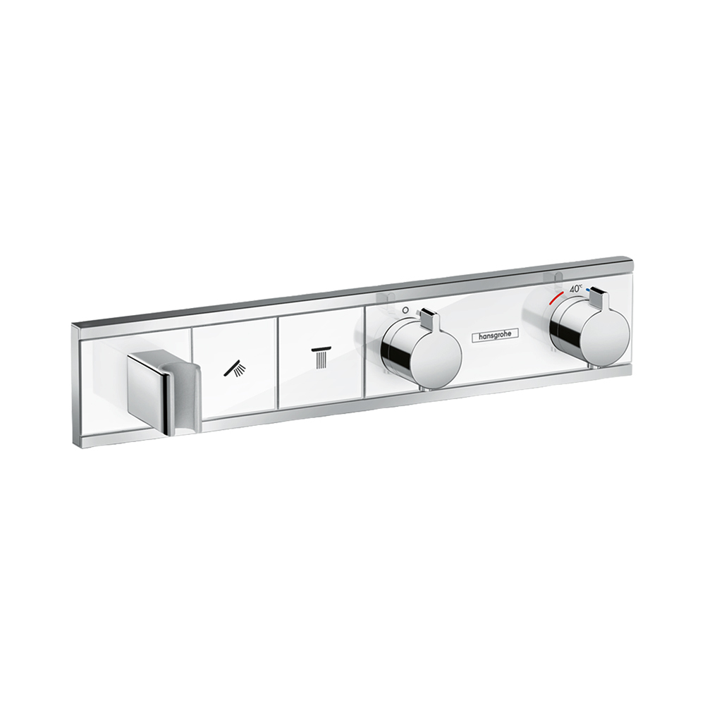 Купить Hansgrohe RainSelect Термостат для душа скрытого монтажа с 2 кнопками хром-белый матовый 15355400 в магазине wardena.ru