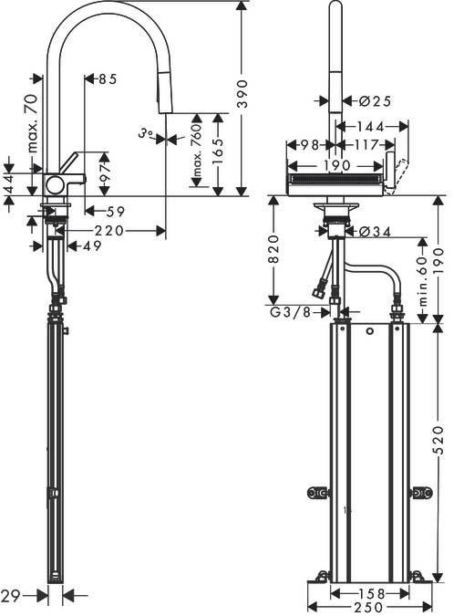 Купить Hansgrohe Aquno Select M81 Смеситель сталь 73831800 в магазине wardena.ru
