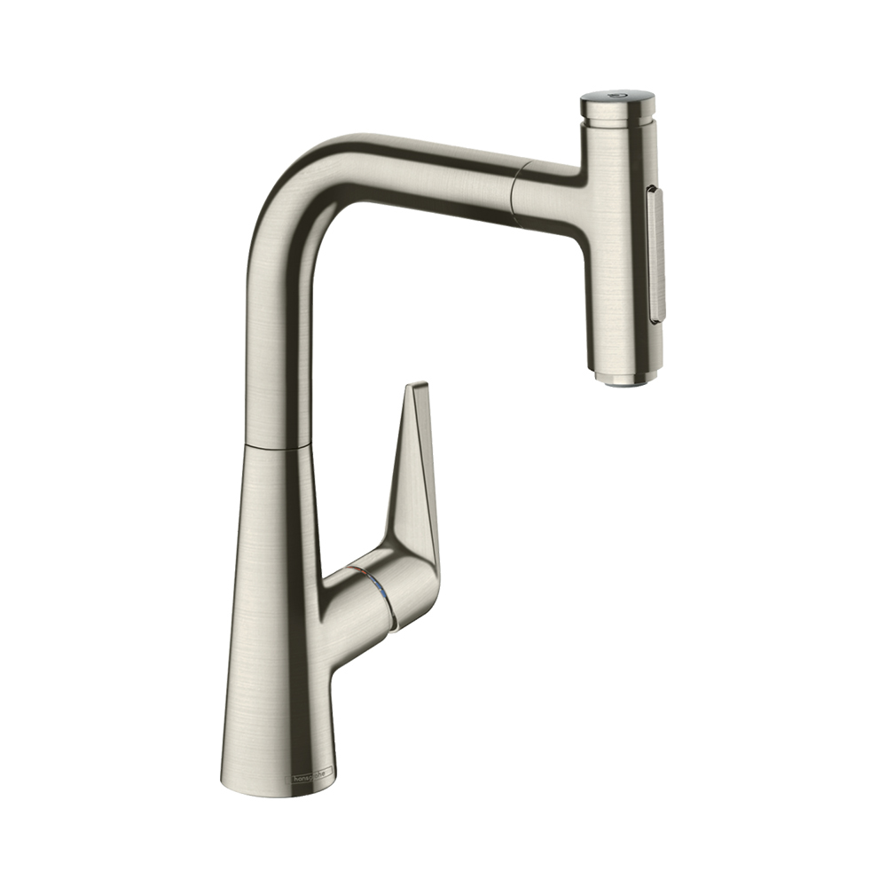Купить Hansgrohe Talis Select M51 Кухонный смеситель однорычажный 220 с вытяжным душем 2jet sBox сталь 73868800 в магазине wardena.ru