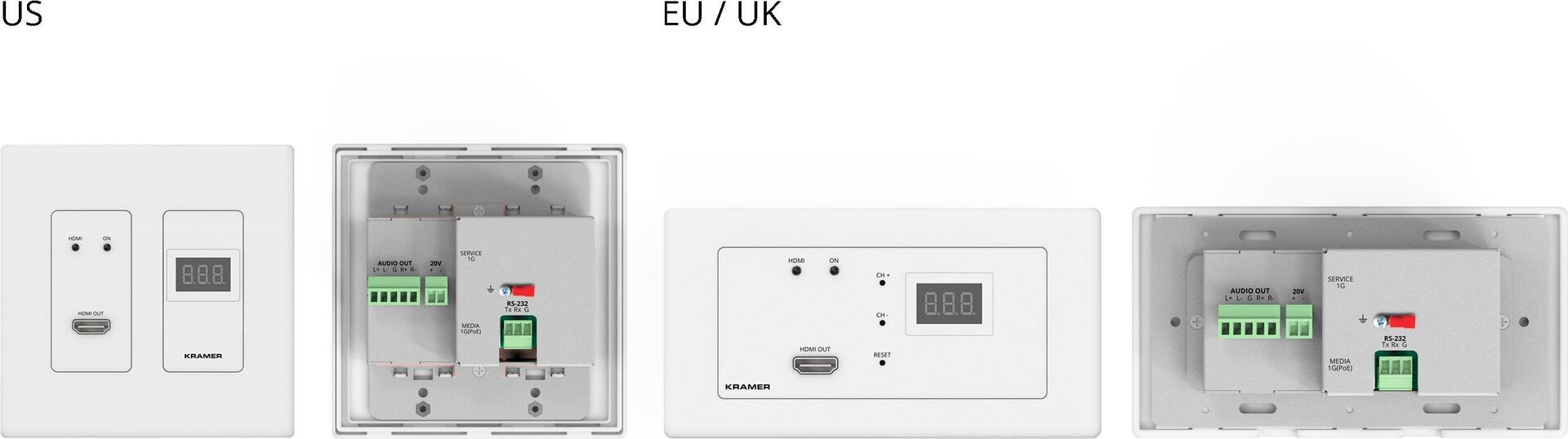 Купить Kramer Hochleistungs AVoIP Decoder für 4K60 4:2:0 Video über 1G Ethernet mit HDMI Ausgang, Unterputz-EU-Format (59-00001590) в магазине wardena.ru