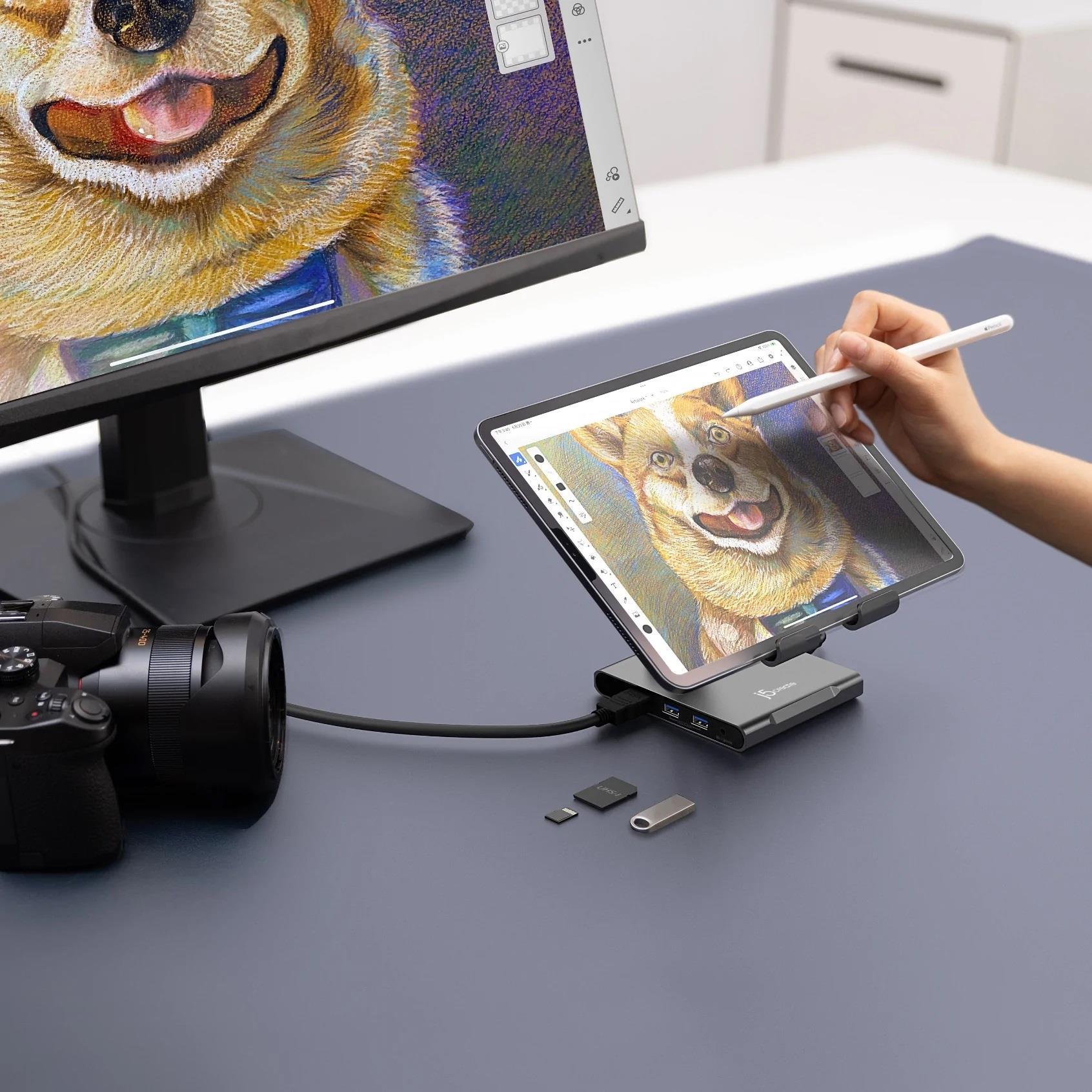 Купить j5create JTS224-N Ständer mit mehreren Winkel mit Dockingstation für iPad Pro® - Tablet stand - Grau - 32,8 cm (12.9" ) - 1,5 kg - Compatible with iPad Pro® & iPad Air® & iPad mini® with USB-C® port Supports Extended Mod в магазине wardena.ru
