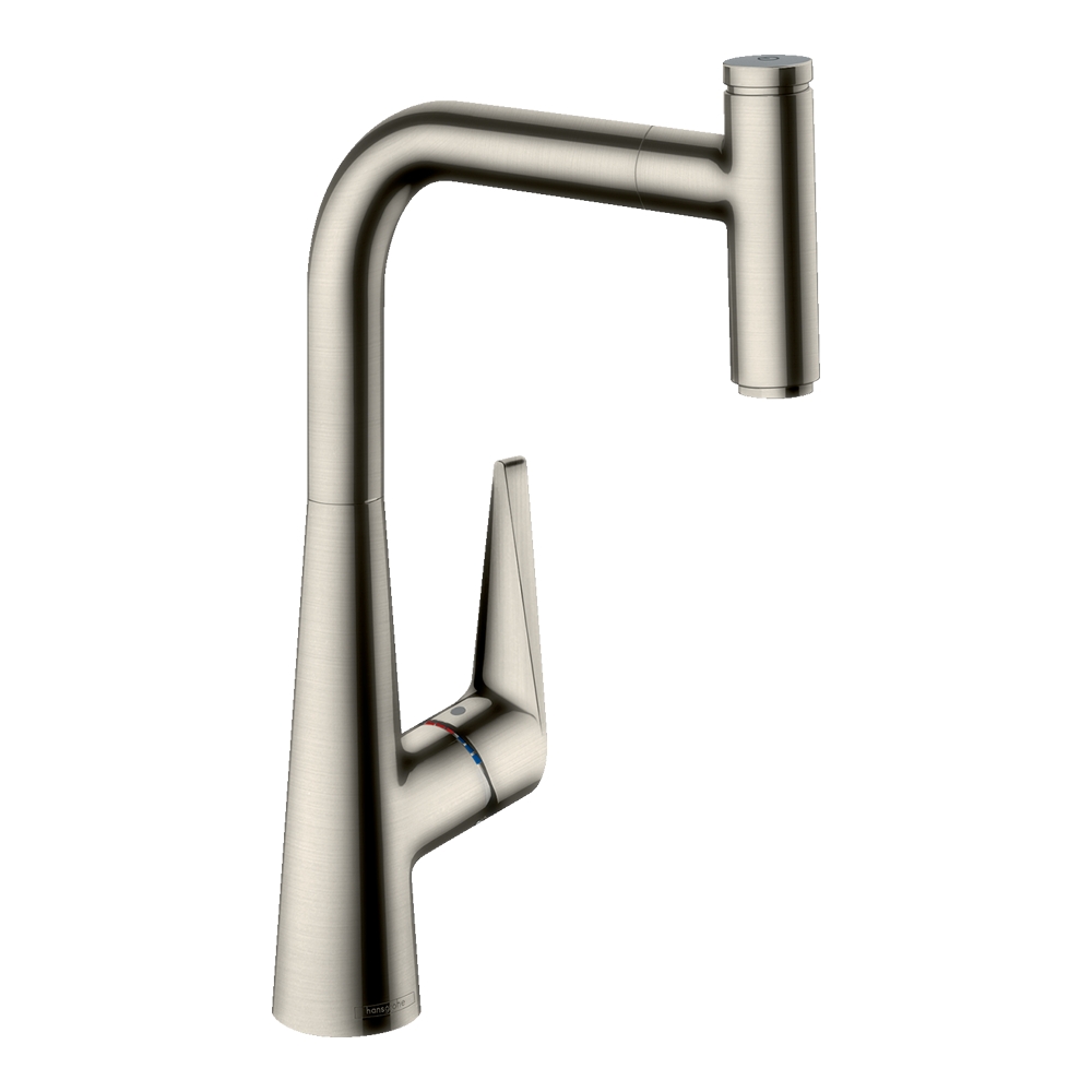 Купить Hansgrohe Talis Select M51 Кухонный смеситель однорычажный, 300, Eco, с вытяжным изливом, 1jet сталь 72826800 в магазине wardena.ru